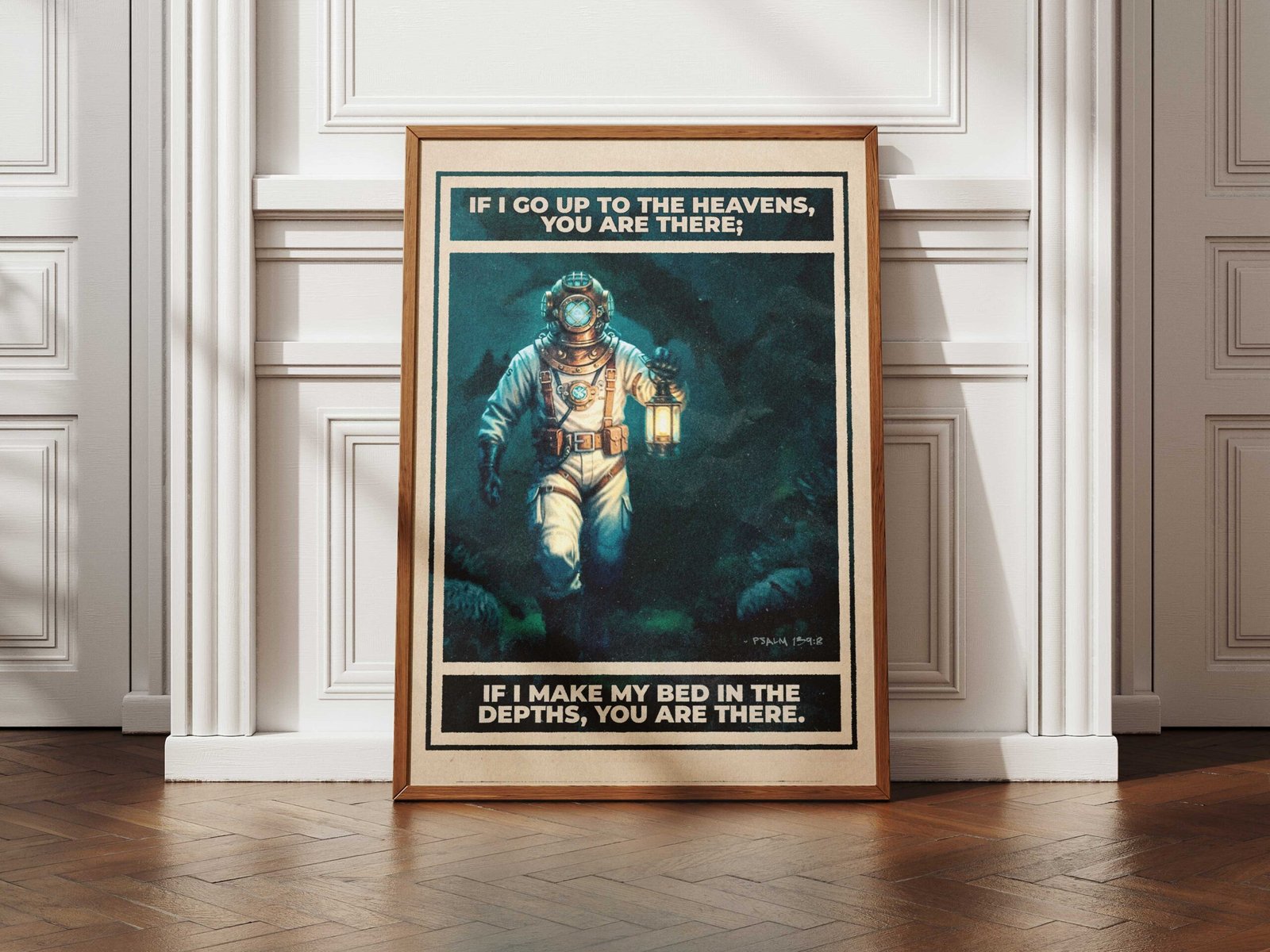 Psalm 139:8 Vintage Diver Illustration (Digital Download) - Image 4