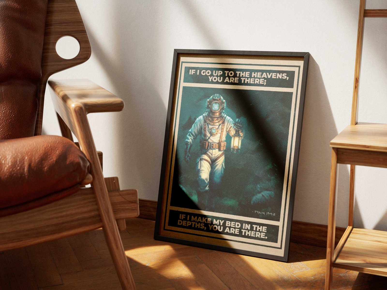 Psalm 139:8 Vintage Diver Illustration (Digital Download) - Image 5