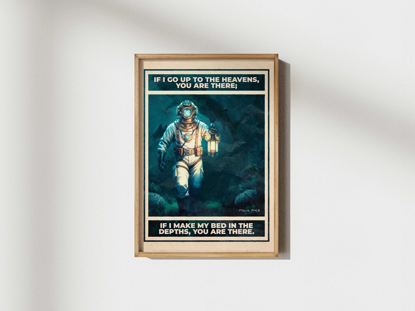 Psalm 139:8 Vintage Diver Illustration (Digital Download) - Image 6