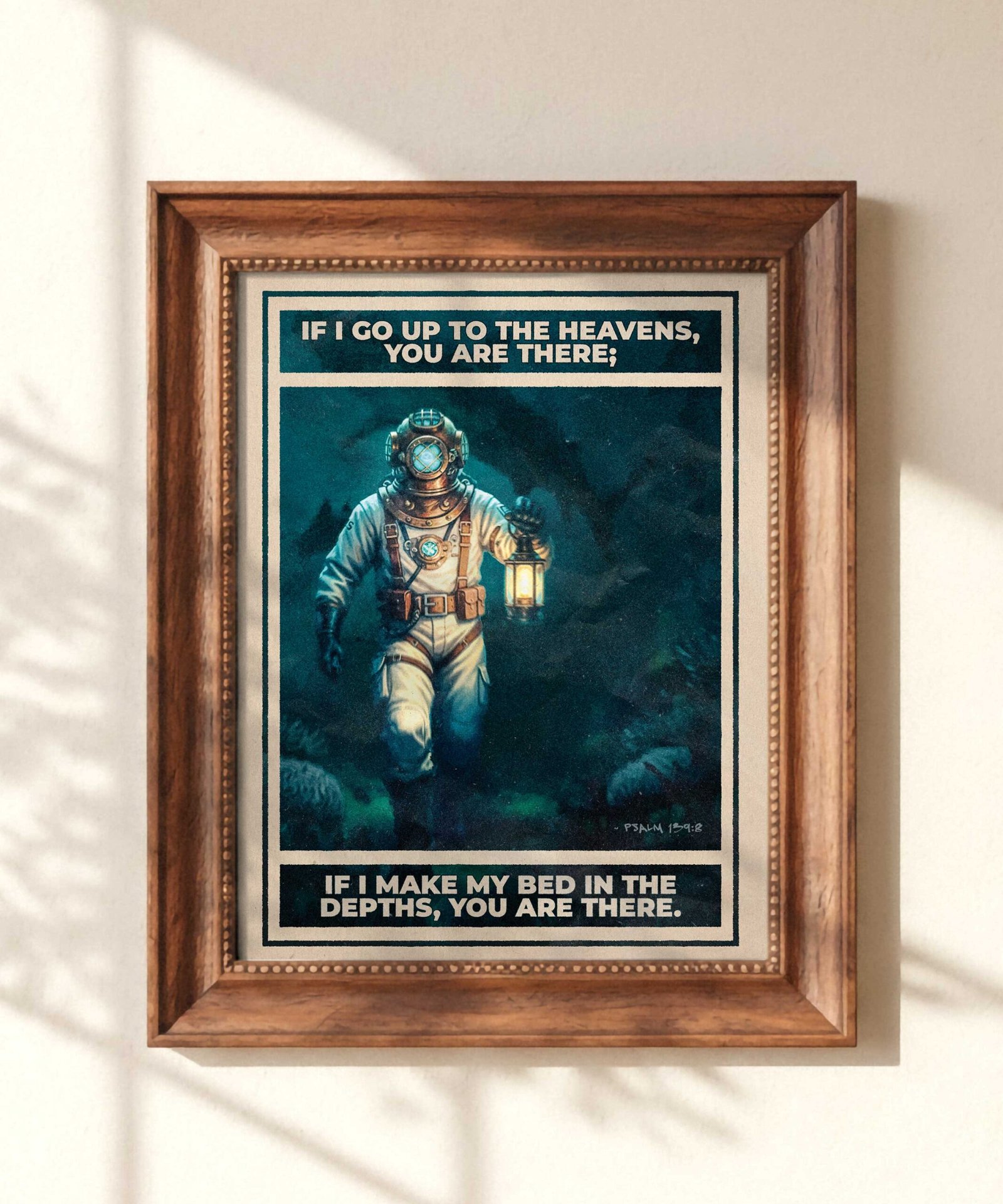 Psalm 139:8 Vintage Diver Illustration (Digital Download) - Image 7