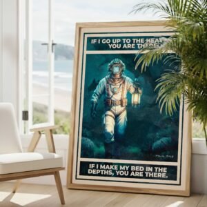 Psalm 139:8 Vintage Diver Illustration (Digital Download)