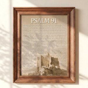 Christian Wall Art Vintage Landscape – Psalm 91 Antique Drawing Edition (Digital Download)