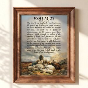 Psalm 23 Vintage Sheep Painting: Christian Wall Art Print (Digital Download)