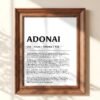 Adonai Hebrew Name of God Definition Print Christian Wall Art (Digital Download)