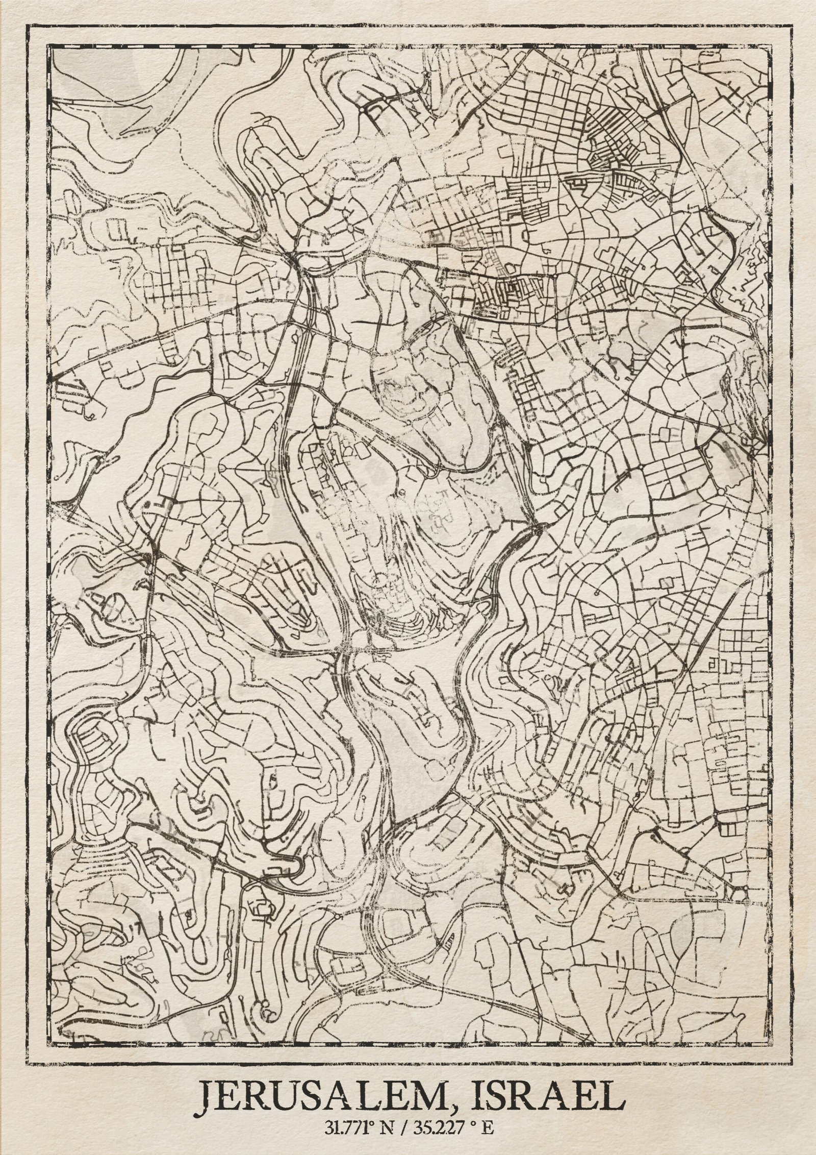 Vintage Jerusalem Map Print: Israel Holy Land Art Christian Wall Art (Digital Download) - Image 2