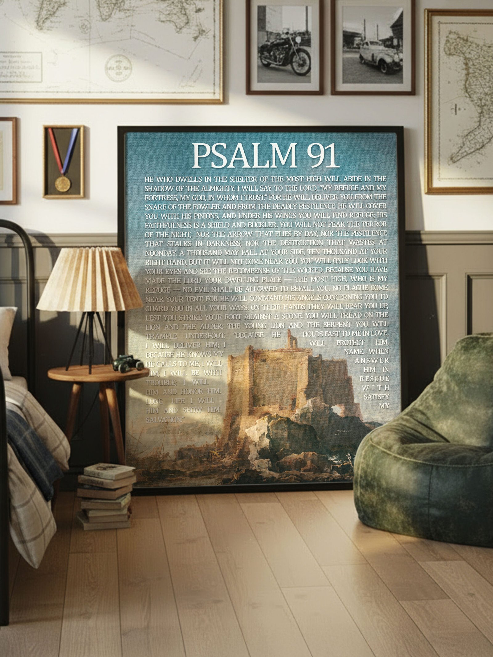 Christian Wall Art Vintage Landscape – Psalm 91 (Digital Download) - Image 4