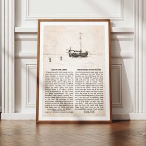 Matthew 14:25–33 Scripture Wall Art Peter Walking on Water Christian Wall Art combined with Man in the Arena Theodore Roosevelt Print
