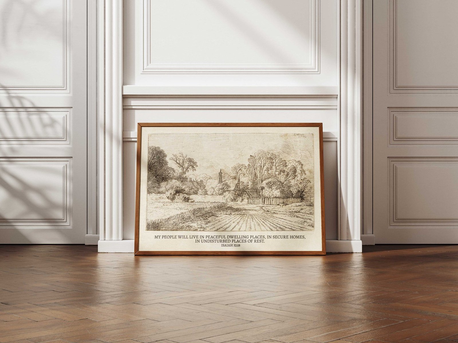 Christian Wall Art Peaceful Dwelling Places Vintage Drawing Printable Art (Digital Download) - Image 6