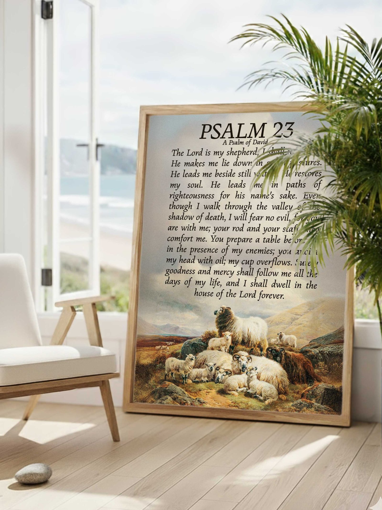 Psalm 23 Vintage Sheep Painting: Christian Wall Art Print (Digital Download) - Image 3