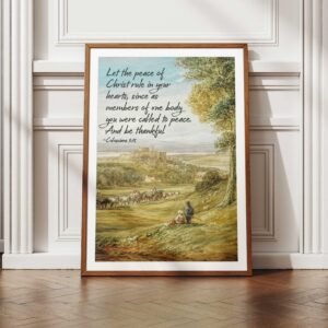 Christian Wall Art Vintage Painting with Bible Verse About Peace (Digital Download)