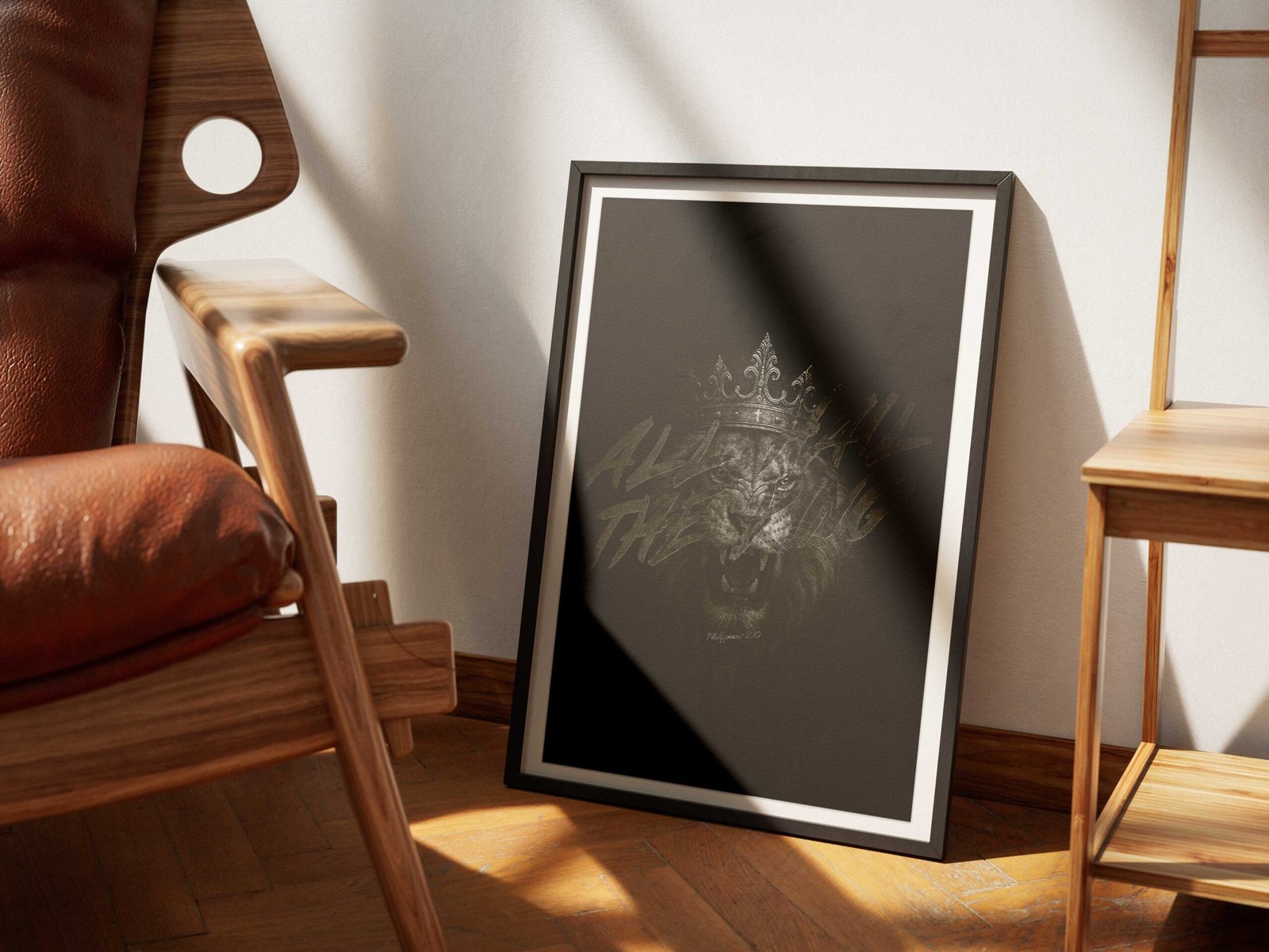 Philippians 2:10 All Hail the King Crowned Roaring Lion Black and White Printable Christian Wall Decor Scripture Bible Verse Wall Art - Image 3