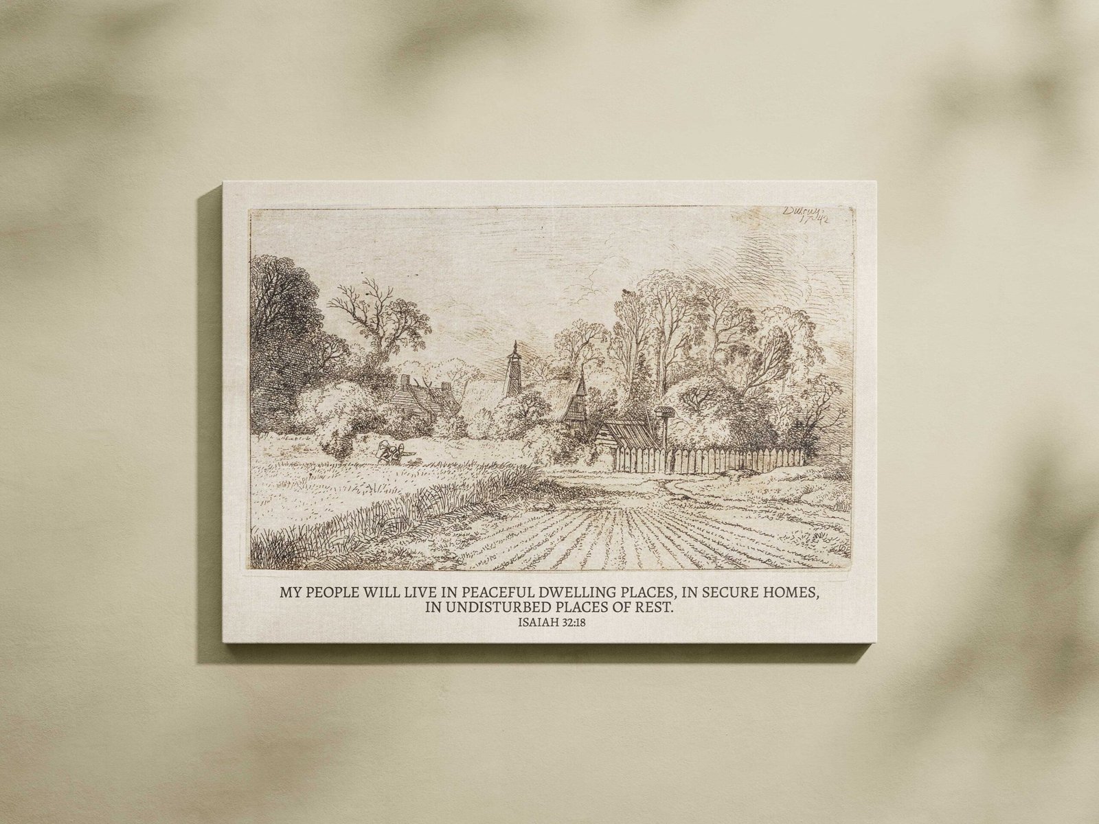 Christian Wall Art Peaceful Dwelling Places Vintage Drawing Printable Art (Digital Download) - Image 4