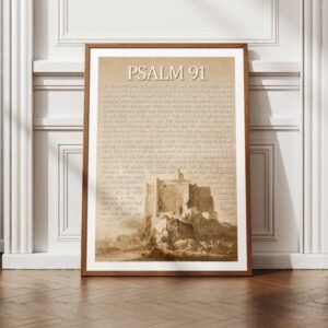 Alternative view of Christian Wall Art Vintage Landscape – Psalm 91 Antique Drawing Edition (Digital Download)