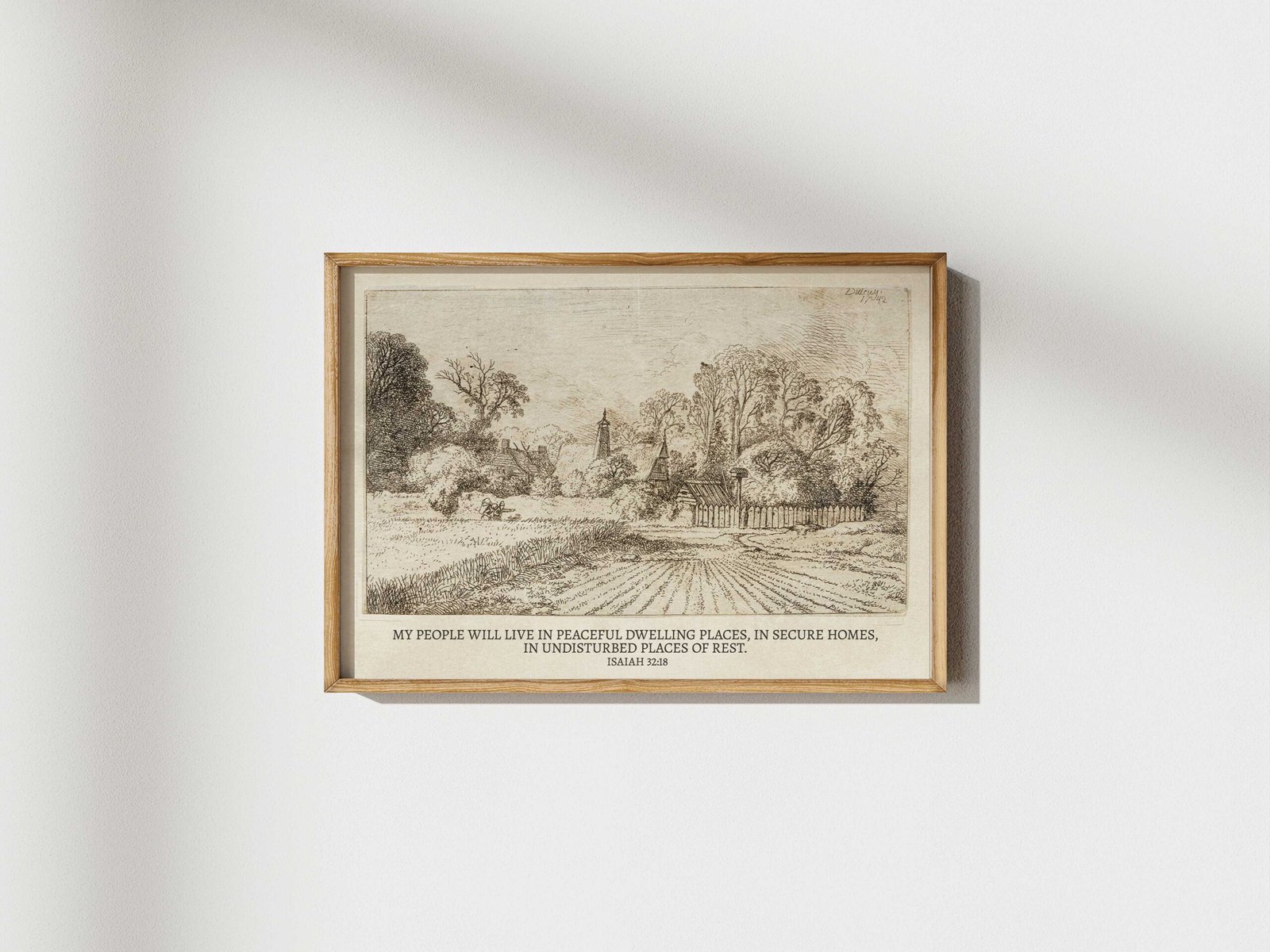 Christian Wall Art Peaceful Dwelling Places Vintage Drawing Printable Art (Digital Download) - Image 3