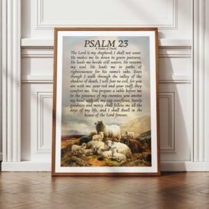 Alternative view of Psalm 23 Vintage Sheep Painting: Christian Wall Art Print (Digital Download)