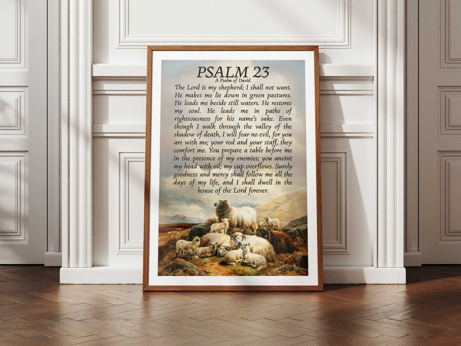 Psalm 23 Vintage Sheep Painting: Christian Wall Art Print (Digital Download) - Image 2