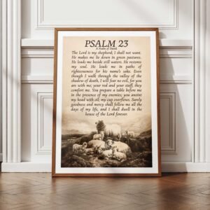 Psalm 23 Wall Art Vintage Sheep Christian Wall Art for Home or Office (Digital Download)