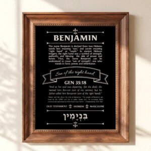 Alternative view of Benjamin Name Meaning Print (Digital Download Bundle)