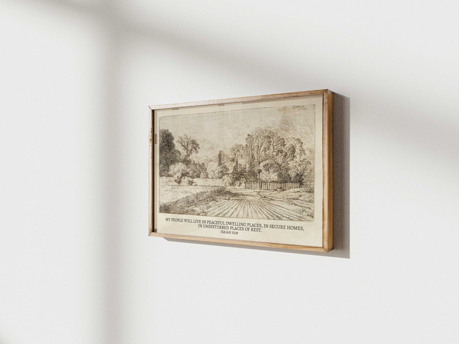 Christian Wall Art Peaceful Dwelling Places Vintage Drawing Printable Art (Digital Download) - Image 2