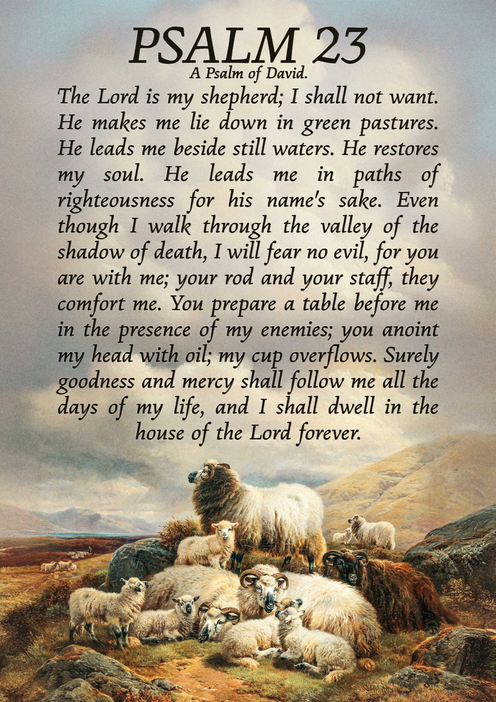 Psalm 23 Vintage Sheep Painting: Christian Wall Art Print (Digital Download) - Image 5