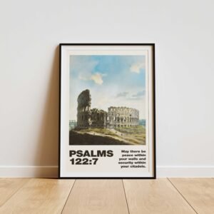 Christian Wall Art Vintage Painting Colosseum Psalm About Peace Bible Verse (Digital Download)