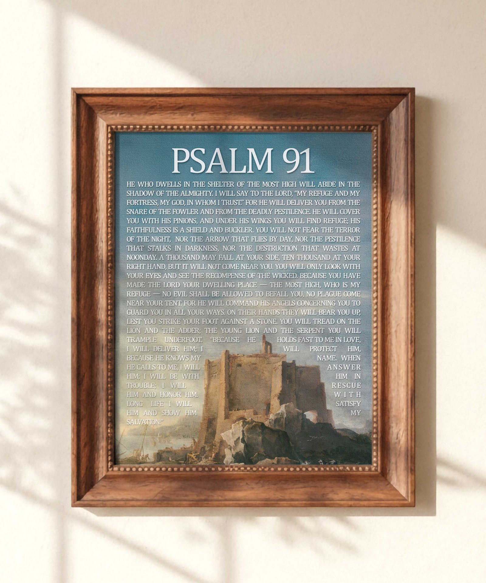 Christian Wall Art Vintage Landscape – Psalm 91 (Digital Download)