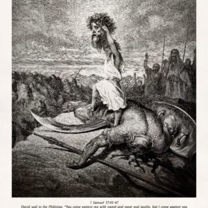 Alternative view of David and Goliath Print: Gustave Doré Vintage Etching Christian Wall Art (Digital Download)