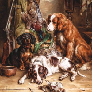 Alternative view of Proverbs 12:27 Christian Wall Art Bible Verse Hunting Dogs and Pheasant Vintage Hunting Artwork Digital Print