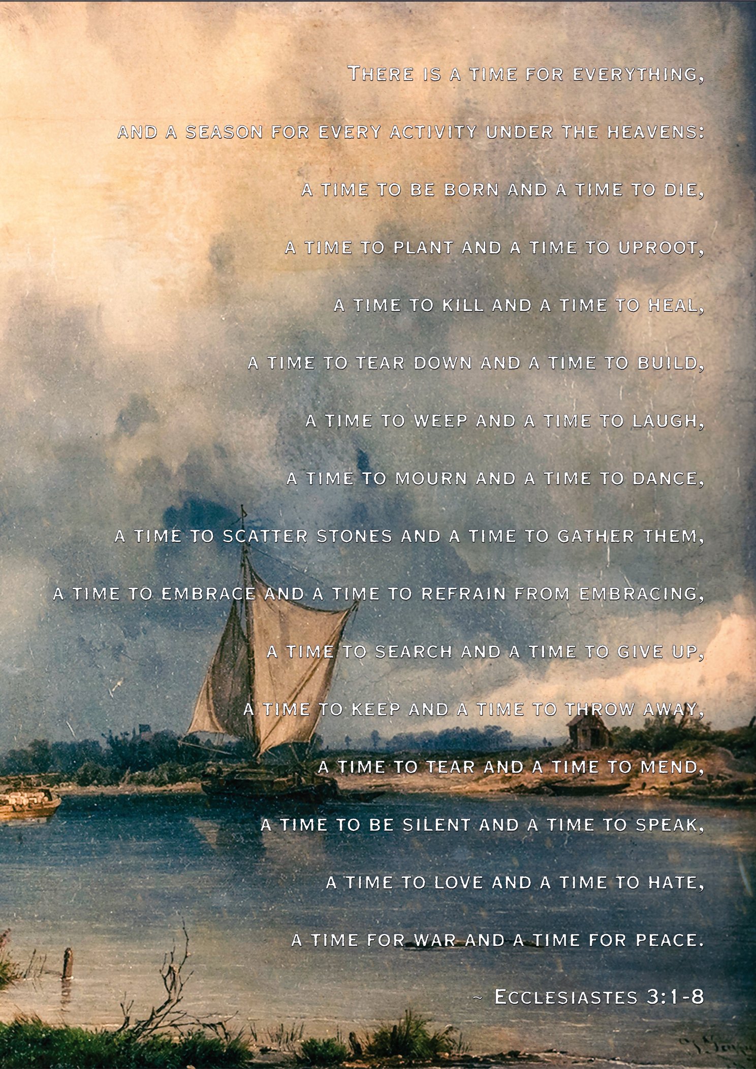 Ecclesiastes 3:1-8 Christian Wall Art Moody Vintage Sailing Boat Digital Art Print Bible Verse Decor Bundle Deal - Image 7