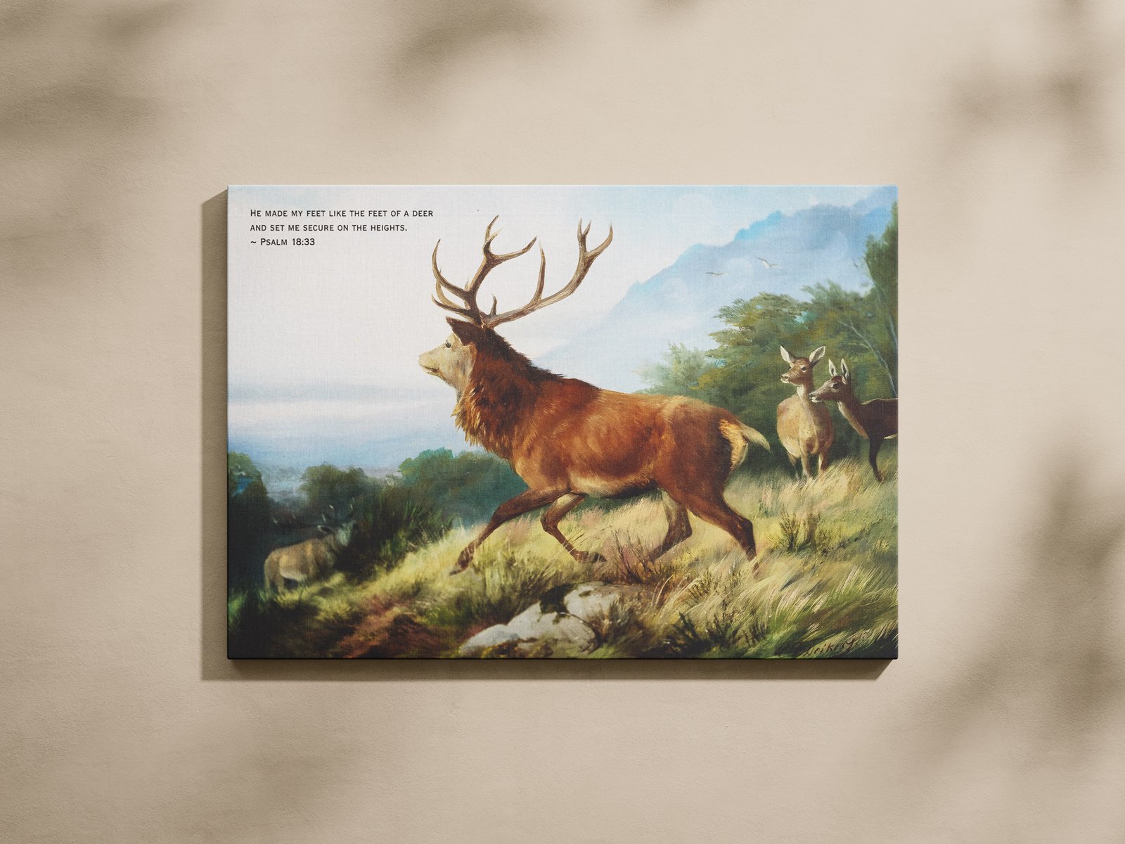 Psalm 18:33 Vintage Digital Art Print He Makes My Feet Like a Deer Christian Wall Art Painting by Deiker Carl Friedrich - Image 3