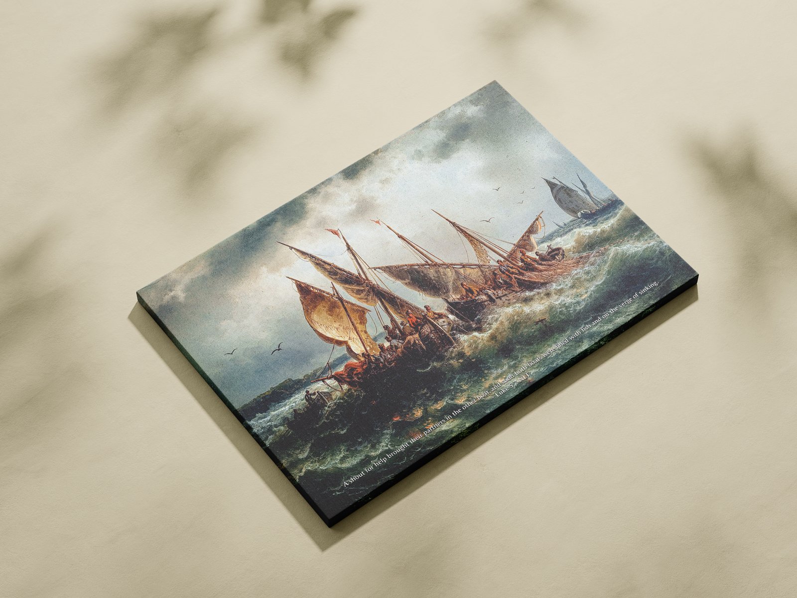 Luke 5:7 "Breaking Nets" Christian Wall Art Bible Verse Art Vintage Fishing Boats Christian Wall Decor for Men - Image 3