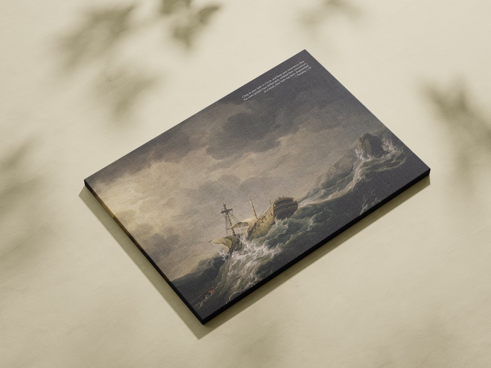 1 Timothy 1:19 Christian Wall Art Nautical Print Vintage Sailing Ship Wall Art Ship Wrecked on a Rocky Coast by Charles Brooking - Image 4