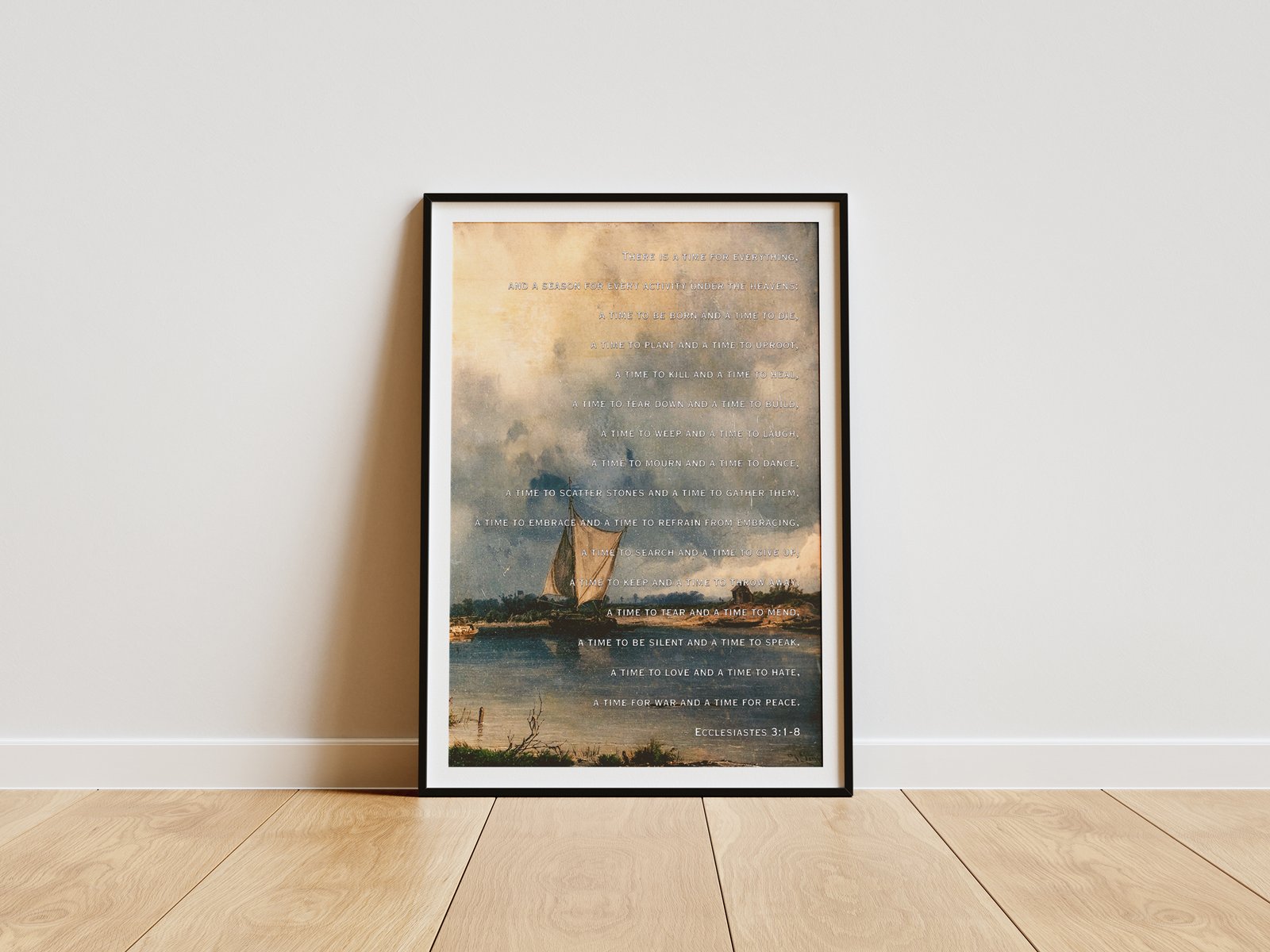 Ecclesiastes 3:1-8 Christian Wall Art Moody Vintage Sailing Boat Digital Art Print Bible Verse Decor Bundle Deal - Image 3