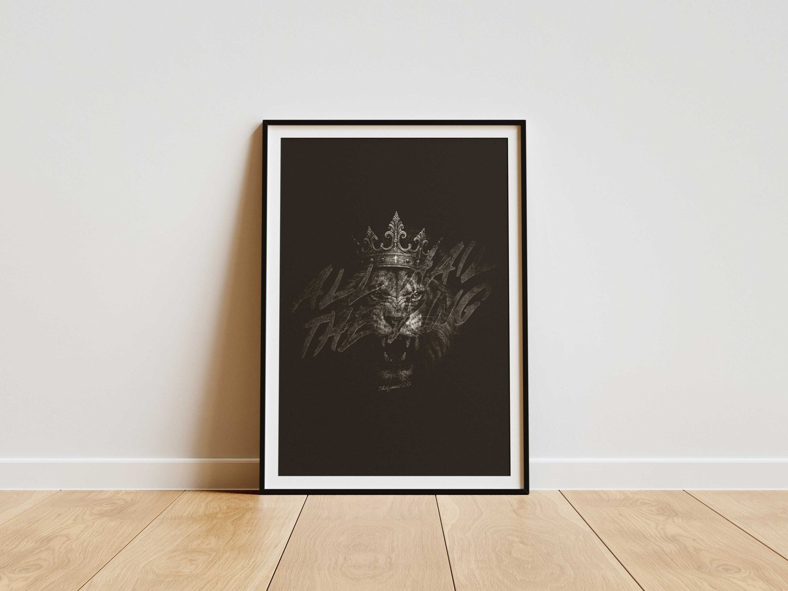 Philippians 2:10 All Hail the King Crowned Roaring Lion Black and White Printable Christian Wall Decor Scripture Bible Verse Wall Art - Image 4