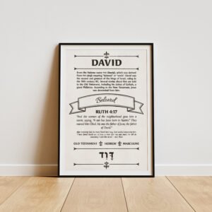 Alternative view of David Name Definition Print: Vintage Biblical Typography Christian Wall Art (Digital Download Bundle)