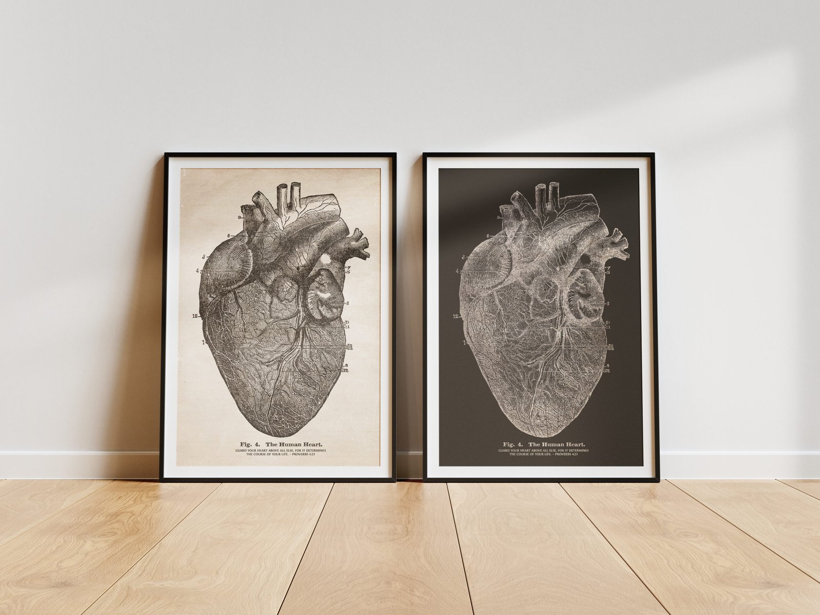 Proverbs 4:23 Bible Verse Vintage Medical Illustration of the Heart Anatomy Christian Wall Art Print Decor for Men