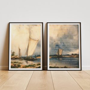 Ecclesiastes 3:1-8 Christian Wall Art Moody Vintage Sailing Boat Digital Art Print Bible Verse Decor Bundle Deal