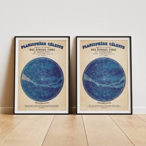Psalms 19:1-4 Digital Print Christian Wall Art Vintage Star Chart BLUETONED Northern & Southern Hemisphere Celestial Map Bundle Deal