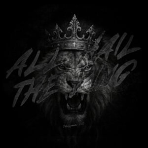Alternative view of Philippians 2:10 All Hail the King Crowned Roaring Lion Black and White Printable Christian Wall Decor Scripture Bible Verse Wall Art