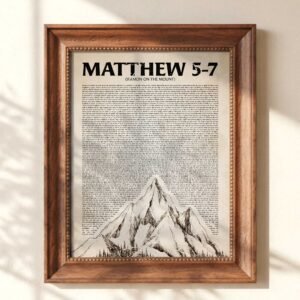 Alternative view of Sermon on the Mount Vintage Print: Matthew 5-7 Scripture Art Christian Wall Art (Digital Download)