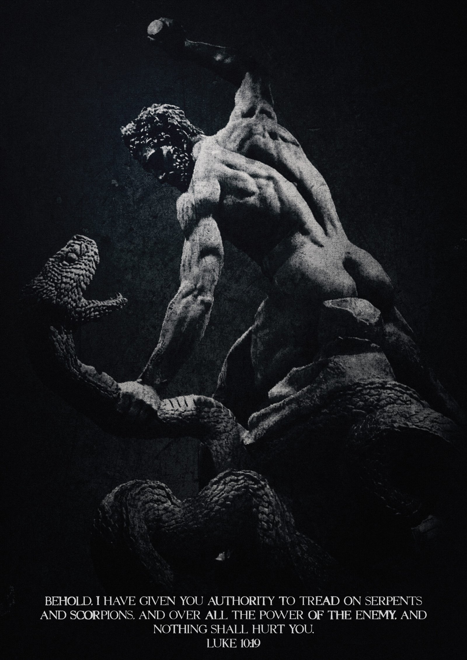 Luke 10:19 Bible Verse Art Print Originally Hercules fighting Achelous as a snake Vintage Grunge Masculine Christian Wall Art - Image 5