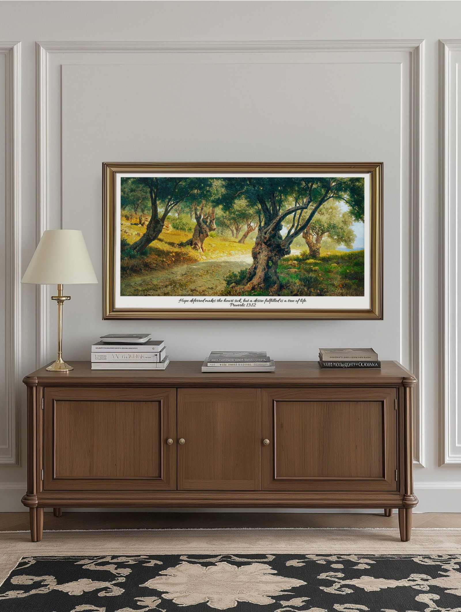 Proverbs 13:12 Bible Verse Samsung Frame TV Art Rustic Olive Grove DIGITAL Print Vintage Christian Wall Art