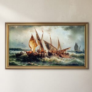 Alternative view of Luke 5:7 Bible Verse Samsung Frame TV Art Vintage Sailboats Digital Art Print Nautical Design for Frame TVs