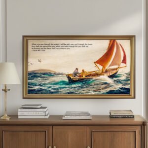 Isaiah 43:2 Bible Verse Samsung Frame TV Art Vintage Sailboats Digital Art Print Nautical Design for Frame TVs