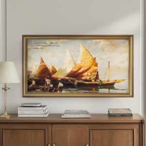 Matthew 4:19 Bible Verse Samsung Frame TV Art Vintage Sailboats Digital Art Print Nautical Design for Frame TVs