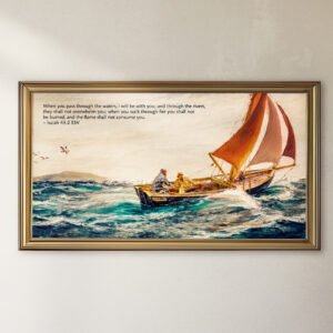 Alternative view of Isaiah 43:2 Bible Verse Samsung Frame TV Art Vintage Sailboats Digital Art Print Nautical Design for Frame TVs