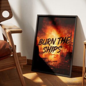 Alternative view of Luke 9:62 Christian Wall Art Burn The Ships Digital Print Vintage Naval Battle Scene Masculine Faith Decor Printable Download Decor For Men