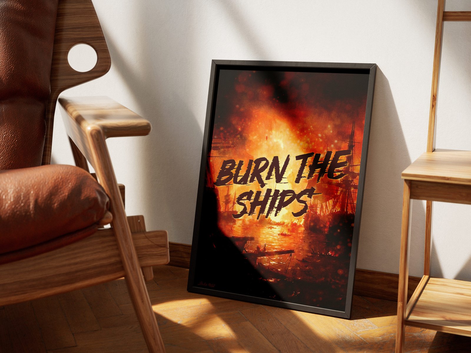 Luke 9:62 Christian Wall Art Burn The Ships Digital Print Vintage Naval Battle Scene Masculine Faith Decor Printable Download Decor For Men - Image 2