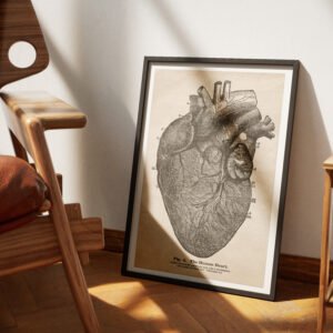 Alternative view of Proverbs 4:23 Bible Verse Vintage Medical Illustration of the Heart Anatomy Christian Wall Art Print Decor for Men