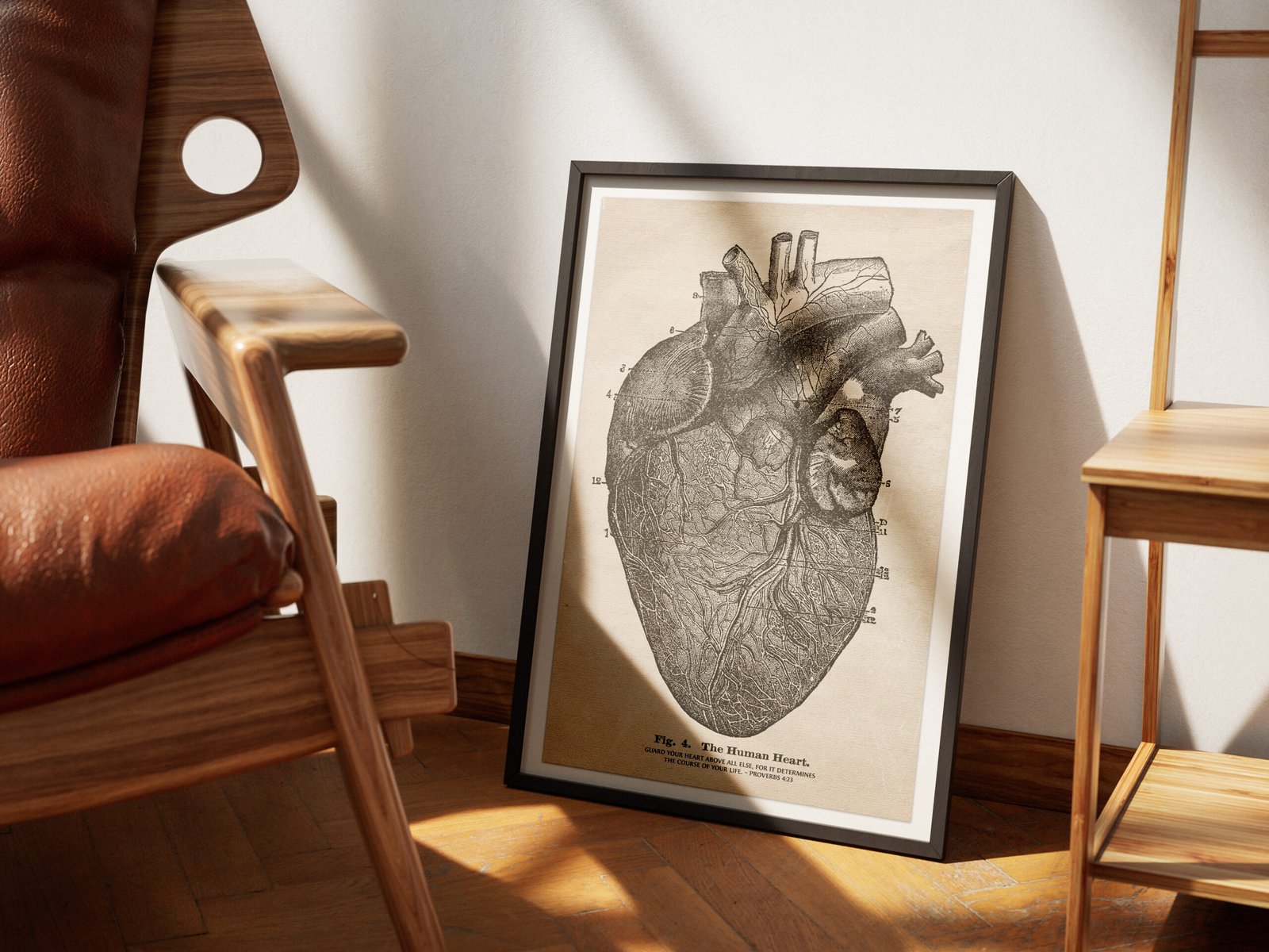 Proverbs 4:23 Bible Verse Vintage Medical Illustration of the Heart Anatomy Christian Wall Art Print Decor for Men - Image 2